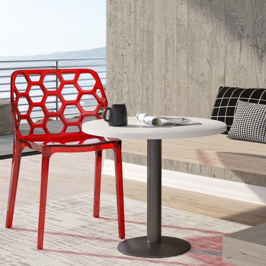 LeisureMod Modern Dynamic Dining Chair, Transparent Red, DC19TR