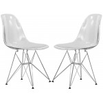 LeisureMod Cresco Molded Eiffel Side Chair, Set of 2, Clear, CR19CL2