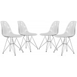 LeisureMod Cresco Molded Eiffel Side Chair, Set of 4, Clear, CR19CL4