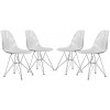 LeisureMod Cresco Molded Eiffel Side Chair, Set of 4, Clear, CR19CL4