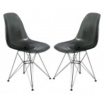 Cresco Molded Eiffel Side Chair, Set of 2, Transparent Black, CR19TBL2