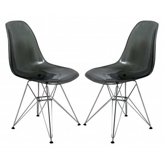 Cresco Molded Eiffel Side Chair, Set of 2, Transparent Black, CR19TBL2