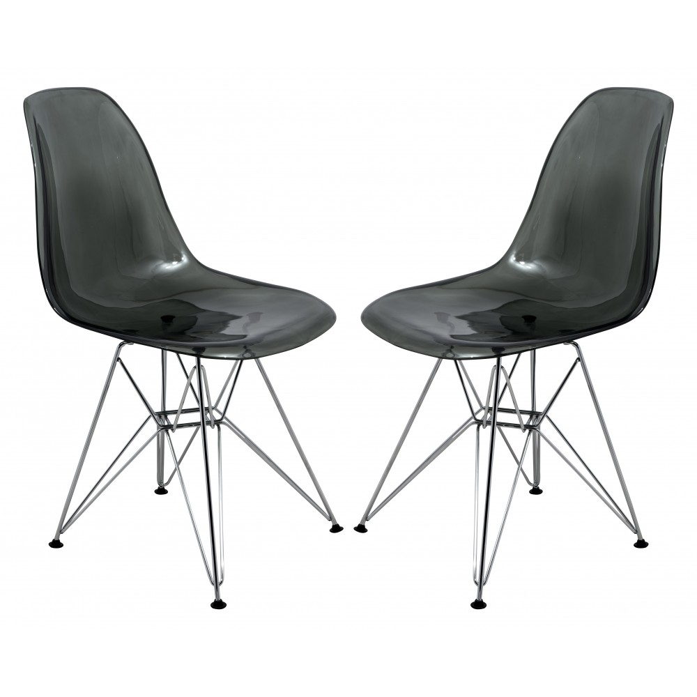 Cresco Molded Eiffel Side Chair, Set of 2, Transparent Black, CR19TBL2