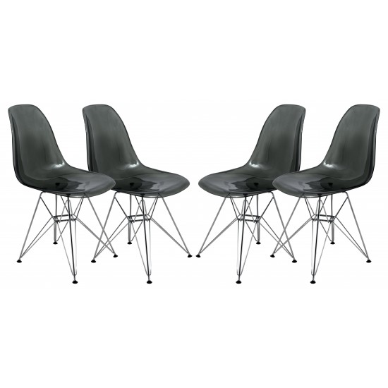 Cresco Molded Eiffel Side Chair, Set of 4, Transparent Black, CR19TBL4