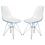 Cresco Molded 2-Tone Eiffel Side Chair, Set of 2, White Blue, CR19WBU2