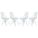 Cresco Molded 2-Tone Eiffel Side Chair, Set of 4, White Blue, CR19WBU4