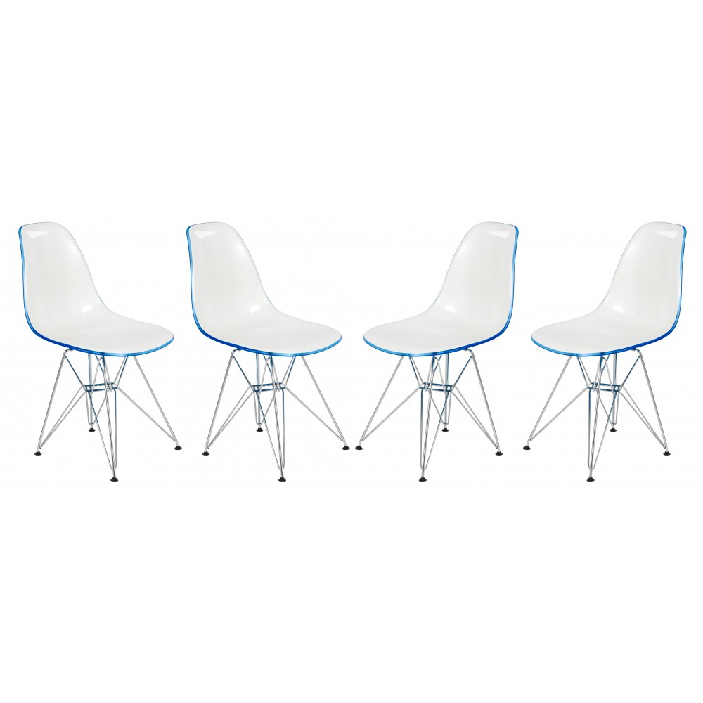 Cresco Molded 2-Tone Eiffel Side Chair, Set of 4, White Blue, CR19WBU4