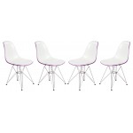 Cresco Molded 2-Tone Eiffel Side Chair, Set of 4, White Purple, CR19WPR4