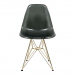 Cresco Molded Eiffel Side Chair with Gold Base, Transparent Black, CR19TBLG