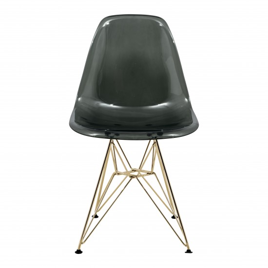 Cresco Molded Eiffel Side Chair with Gold Base, Transparent Black, CR19TBLG