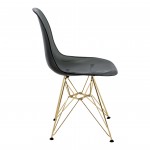 Cresco Molded Eiffel Side Chair with Gold Base, Transparent Black, CR19TBLG