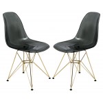 Molded Eiffel Side Chair, Gold Base, Set of 2, Transparent Black, CR19TBLG2