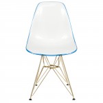 Cresco Molded 2-Tone Eiffel Side Chair with Gold Base, White Blue, CR19WBUG