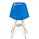 Cresco Molded 2-Tone Eiffel Side Chair with Gold Base, White Blue, CR19WBUG