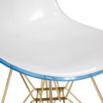 Cresco Molded 2-Tone Eiffel Side Chair with Gold Base, White Blue, CR19WBUG