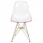 Cresco Molded 2-Tone Eiffel Side Chair with Gold Base, White Purple, CR19WPRG