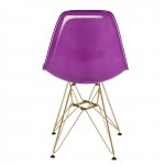 Cresco Molded 2-Tone Eiffel Side Chair with Gold Base, White Purple, CR19WPRG