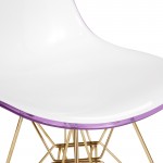 Cresco Molded 2-Tone Eiffel Side Chair with Gold Base, White Purple, CR19WPRG