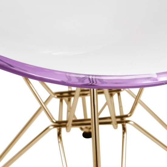 Cresco Molded 2-Tone Eiffel Side Chair with Gold Base, White Purple, CR19WPRG