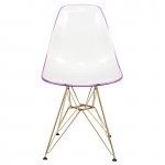 Molded 2-Tone Eiffel Side Chair, Gold Base, Set of 2, White Purple, CR19WPRG2