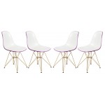 Molded 2-Tone Eiffel Side Chair, Gold Base, Set of 4, White Purple, CR19WPRG4