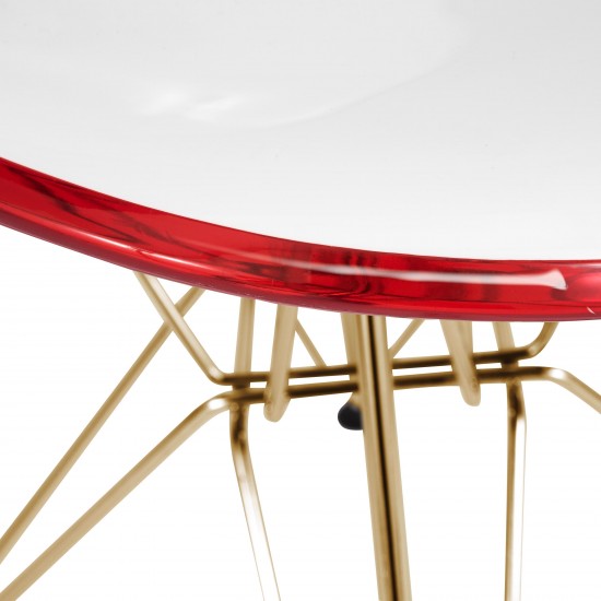 Cresco Molded 2-Tone Eiffel Side Chair, Gold Base, Set of 4, White Red, CR19WRG4