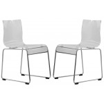 LeisureMod Lima Modern Acrylic Chair, Set of 2, Clear, LC19CL2