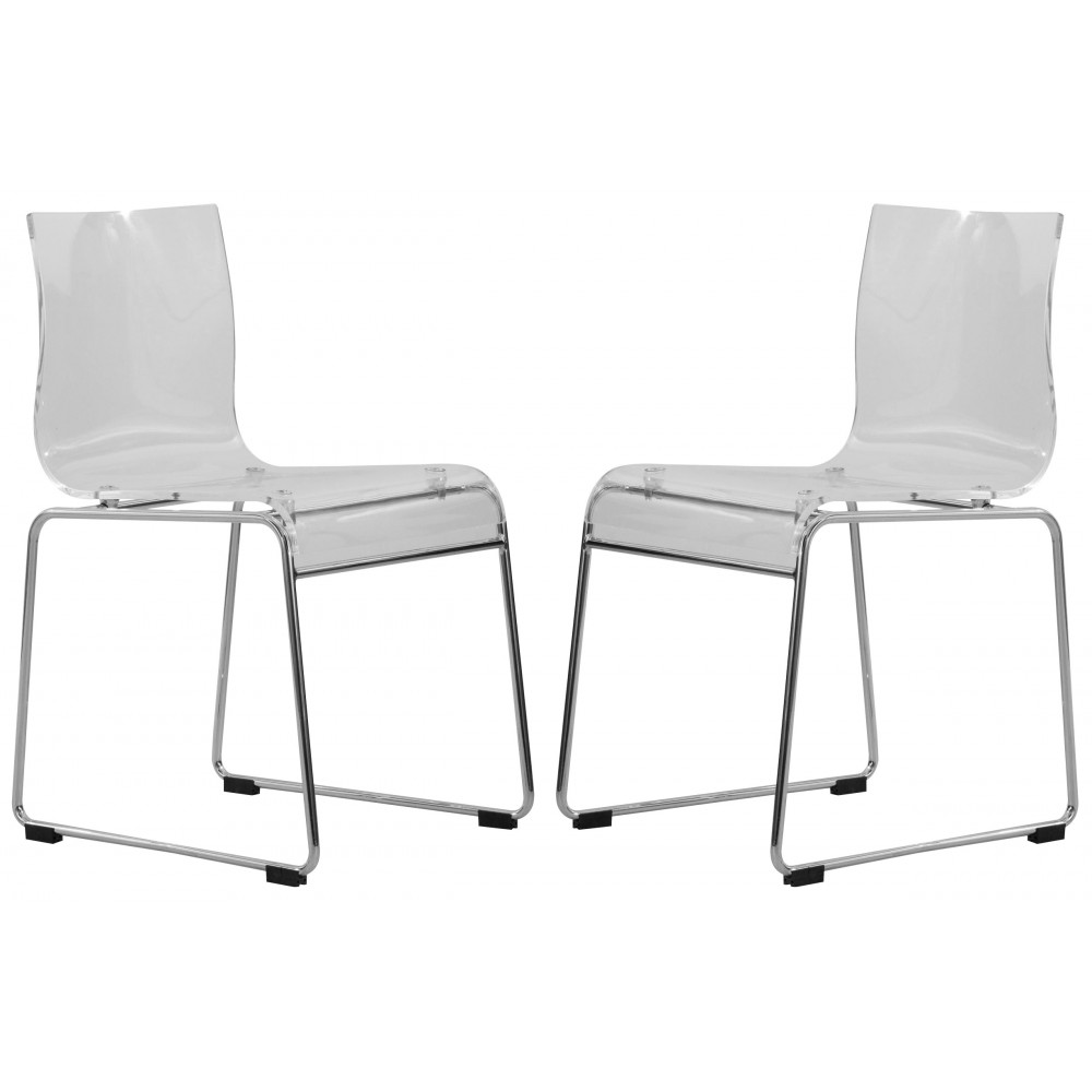 LeisureMod Lima Modern Acrylic Chair, Set of 2, Clear, LC19CL2 LeisureMod Lima Modern Acrylic Chair, Set of 2, Clear, LC19CL2