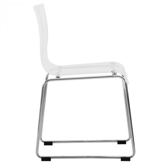 LeisureMod Lima Modern Acrylic Chair, Set of 2, Clear, LC19CL2