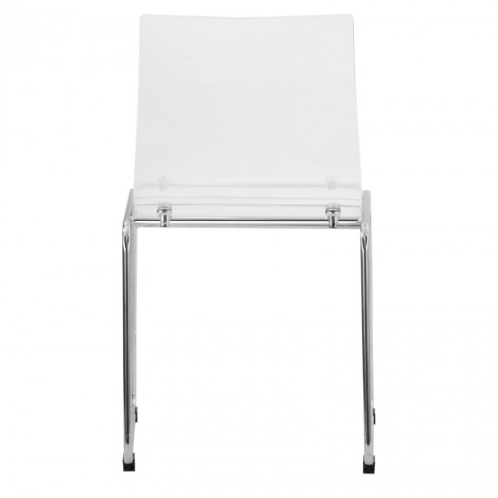 LeisureMod Lima Modern Acrylic Chair, Set of 2, Clear, LC19CL2
