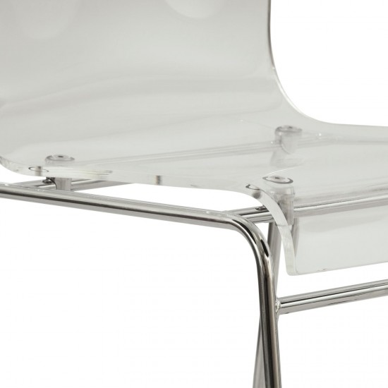 LeisureMod Lima Modern Acrylic Chair, Set of 2, Clear, LC19CL2