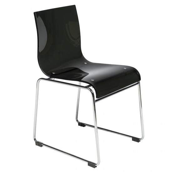 LeisureMod Lima Modern Acrylic Chair, Transparent Black, LC19TBL