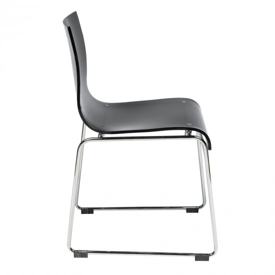 LeisureMod Lima Modern Acrylic Chair, Transparent Black, LC19TBL