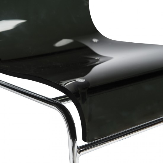 LeisureMod Lima Modern Acrylic Chair, Transparent Black, LC19TBL