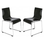 LeisureMod Lima Modern Acrylic Chair, Set of 2, Transparent Black, LC19TBL2
