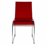 LeisureMod Lima Modern Acrylic Chair, Set of 4, Red, LC19TR4