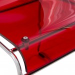 LeisureMod Lima Modern Acrylic Chair, Set of 4, Red, LC19TR4