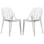 LeisureMod Modern Cornelia Dining Chair, Set of 2, Clear, C18CL2