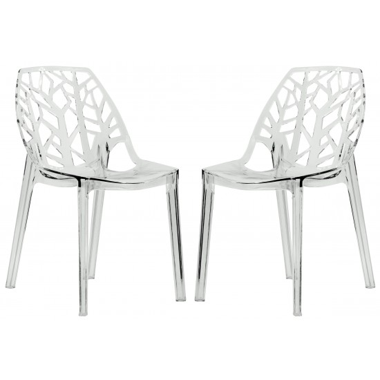 LeisureMod Modern Cornelia Dining Chair, Set of 2, Clear, C18CL2