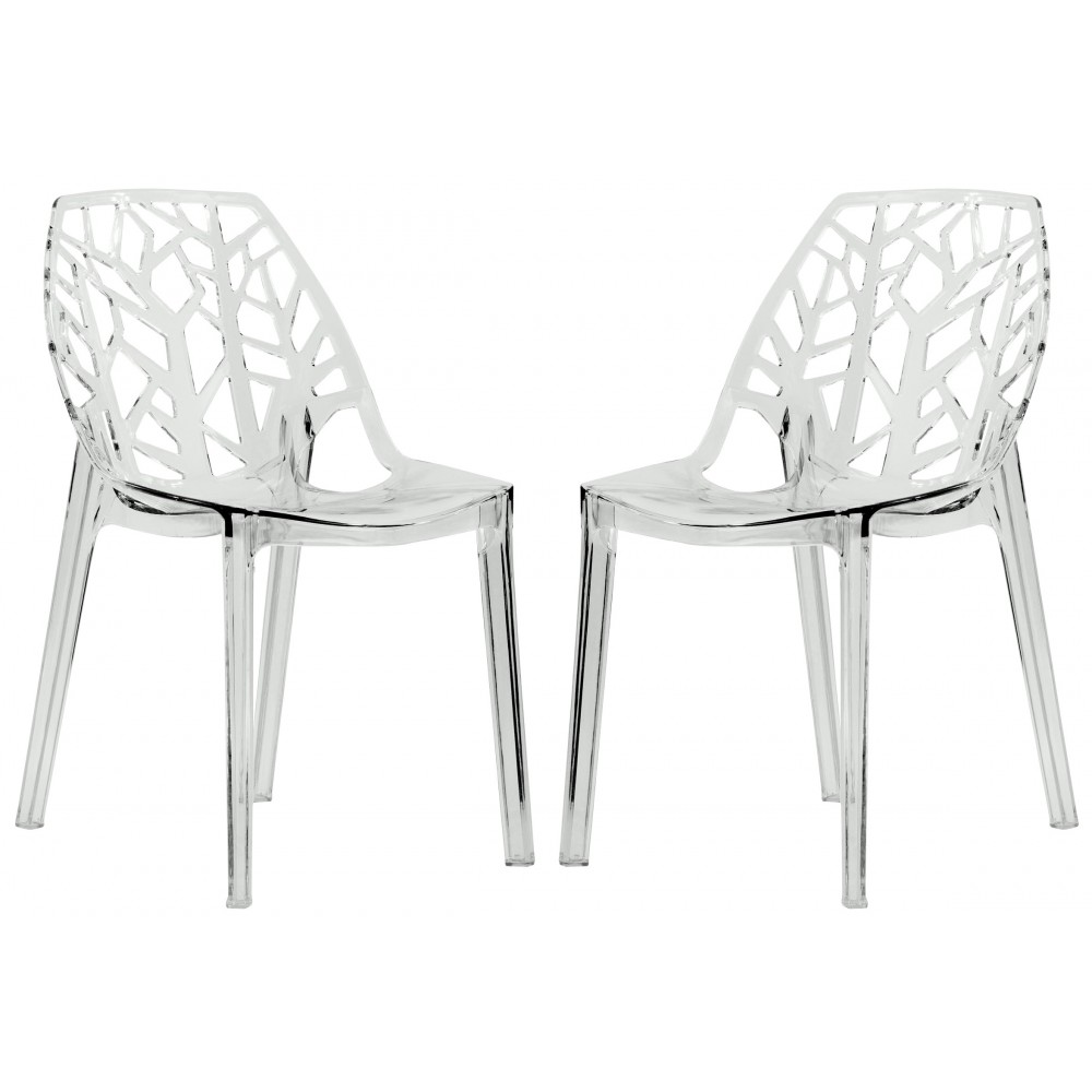 LeisureMod Modern Cornelia Dining Chair, Set of 2, Clear, C18CL2