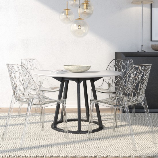 LeisureMod Modern Cornelia Dining Chair, Set of 4, Clear, C18CL4