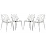 LeisureMod Modern Cornelia Dining Chair, Set of 4, Clear, C18CL4