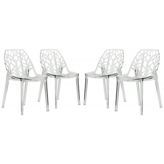 LeisureMod Modern Cornelia Dining Chair, Set of 4, Clear, C18CL4