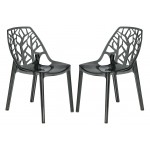 LeisureMod Modern Cornelia Dining Chair, Set of 2, Transparent Black, C18TBL2