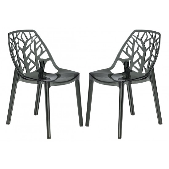 LeisureMod Modern Cornelia Dining Chair, Set of 2, Transparent Black, C18TBL2