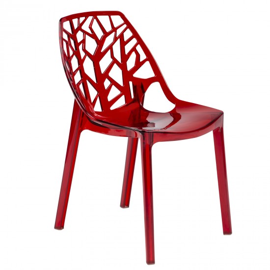 LeisureMod Modern Cornelia Dining Chair, Transparent Red, C18TR