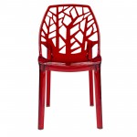 LeisureMod Modern Cornelia Dining Chair, Transparent Red, C18TR