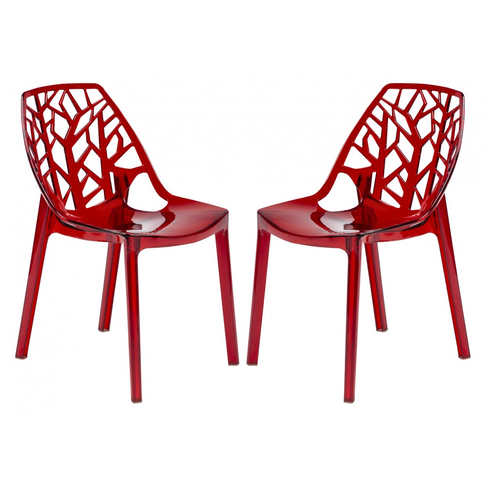 LeisureMod Modern Cornelia Dining Chair, Set of 2, Transparent Red, C18TR2 LeisureMod Modern Cornelia Dining Chair, Set of 2, Transparent Red, C18TR2