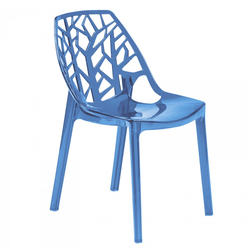 LeisureMod Modern Cornelia Dining Chair, Transparent Blue, C18TBU