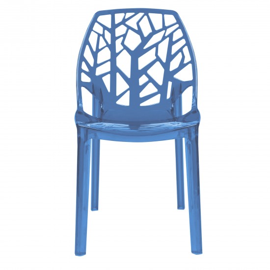 LeisureMod Modern Cornelia Dining Chair, Transparent Blue, C18TBU